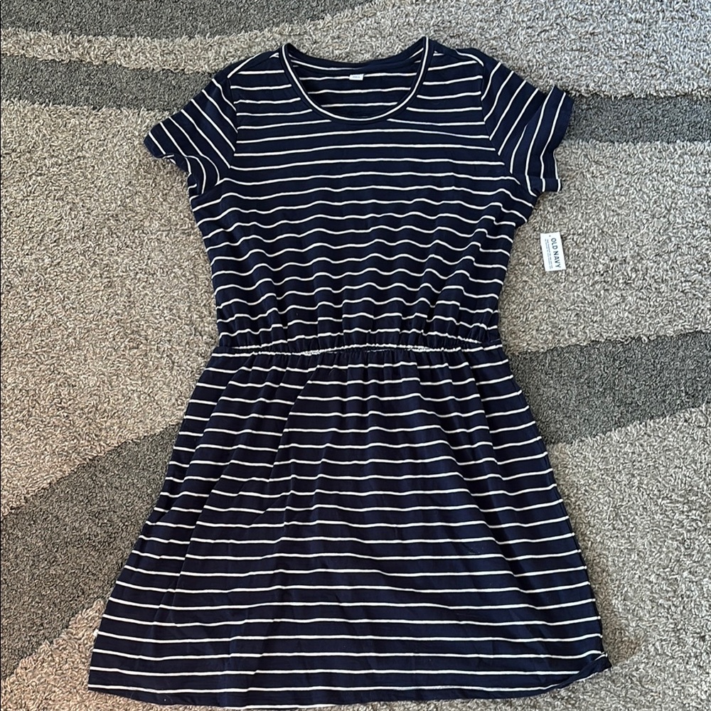 Old Navy Navy and White Striped Dress